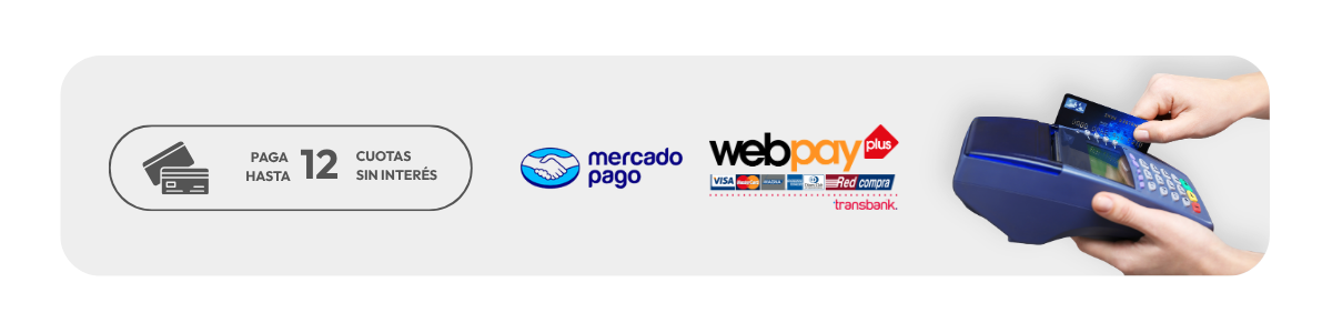 Paga hasta 12 cuotas sin interés con Mercado Pago o Webpay Plus